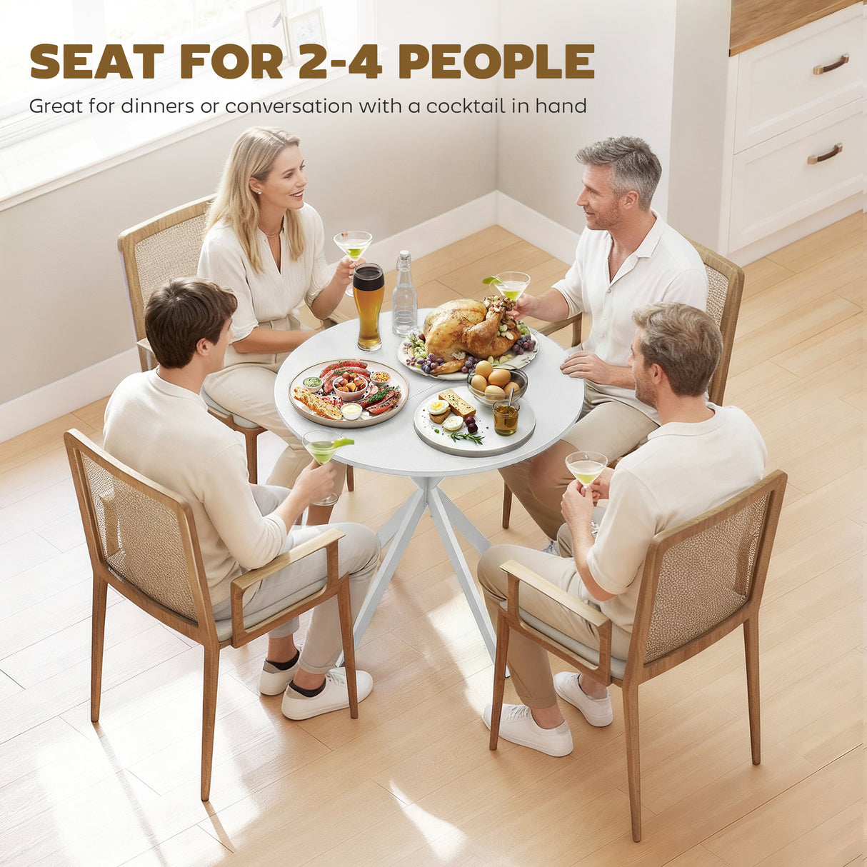 Wooden Industrial Dining Table Round for 2 to 4 People - Velmora
