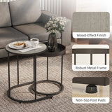 Wooden Industrial Nest of 2 Tables Round - Velmora
