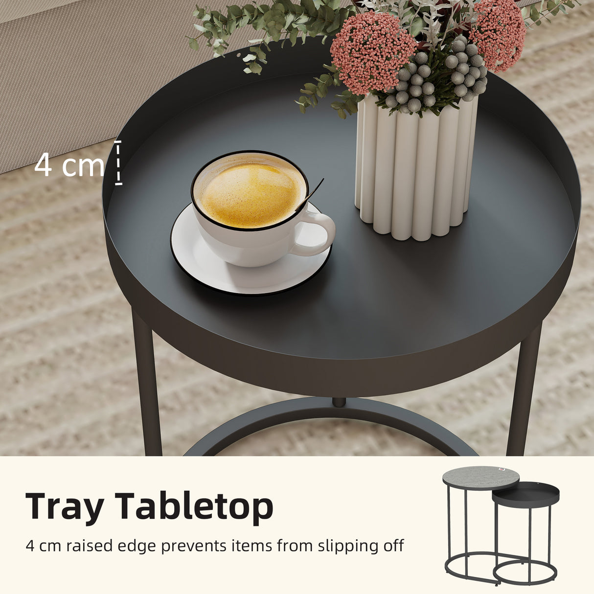 Wooden Industrial Nest of 2 Tables Round - Velmora