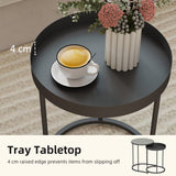 Wooden Industrial Nest of 2 Tables Round - Velmora