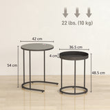 Wooden Industrial Nest of 2 Tables Round - Velmora
