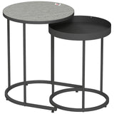 Wooden Industrial Nest of 2 Tables Round - Velmora
