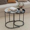 Wooden Industrial Nest of 2 Tables Round - Velmora