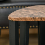 Wooden Industrial Nest of 3 Tables in Triangle With Metal Legs - Velmora