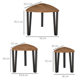 Wooden Industrial Nest of 3 Tables in Triangle With Metal Legs - Velmora