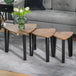 Wooden Industrial Nest of 3 Tables in Triangle With Metal Legs - Velmora