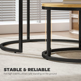 Wooden Industrial Nesting Coffee Tables Round in Set of 2 - Velmora