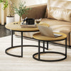 Wooden Industrial Nesting Coffee Tables Round in Set of 2 - Velmora