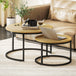 Wooden Industrial Nesting Coffee Tables Round in Set of 2 - Velmora