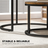 Wooden Industrial Nesting Coffee Tables Round in Set of 2 - Velmora