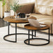 Wooden Industrial Nesting Coffee Tables Round in Set of 2 - Velmora