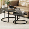 Wooden Industrial Nesting Coffee Tables Round in Set of 2 - Velmora