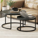 Wooden Industrial Nesting Coffee Tables Round in Set of 2 - Velmora