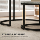 Wooden Industrial Nesting Coffee Tables Round in Set of 2 - Velmora