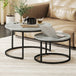 Wooden Industrial Nesting Coffee Tables Round in Set of 2 - Velmora