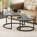 Wooden Industrial Nesting Coffee Tables Round in Set of 2 - Velmora