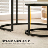 Wooden Industrial Nesting Coffee Tables Round in Set of 2 - Velmora