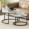 Wooden Industrial Nesting Coffee Tables Round in Set of 2 - Velmora