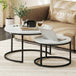 Wooden Industrial Nesting Coffee Tables Round in Set of 2 - Velmora