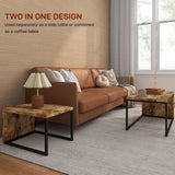 Wooden Industrial Nesting Coffee Tables in Set of 2 - Velmora