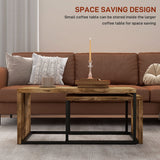 Wooden Industrial Nesting Coffee Tables in Set of 2 - Velmora