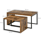 Wooden Industrial Nesting Coffee Tables in Set of 2 - Velmora