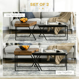 Wooden Industrial Nesting Coffees Table in Set of 2 - Velmora