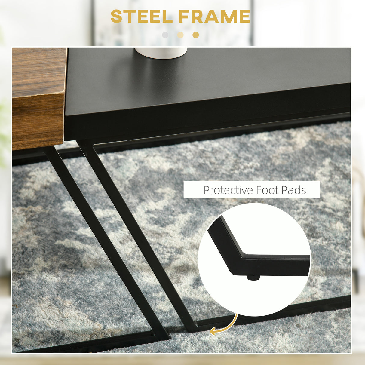 Wooden Industrial Nesting Coffees Table in Set of 2 - Velmora