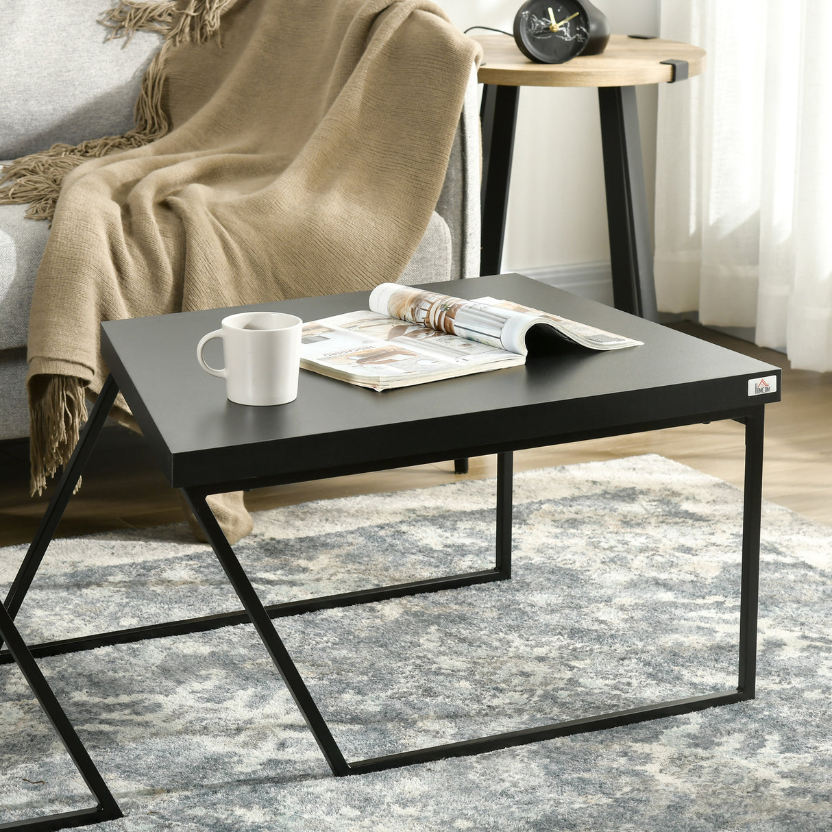 Wooden Industrial Nesting Coffees Table in Set of 2 - Velmora