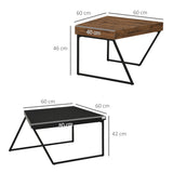 Wooden Industrial Nesting Coffees Table in Set of 2 - Velmora
