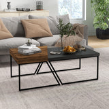 Wooden Industrial Nesting Coffees Table in Set of 2 - Velmora