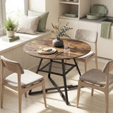 Wooden Industrial Style Kitchen Dining Table 100cm Round for 4 People - Velmora