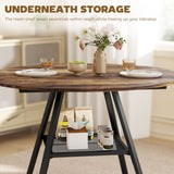 Wooden Industrial Style Kitchen Dining Table 100cm Round for 4 People - Velmora