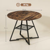 Wooden Industrial Style Kitchen Dining Table 100cm Round for 4 People - Velmora