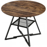 Wooden Industrial Style Kitchen Dining Table 100cm Round for 4 People - Velmora