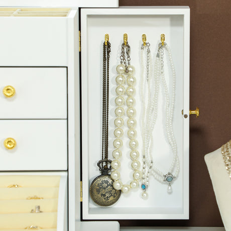 Wooden Jewellery Storage Cabinet 26.5cm Wide With Mirror And 2 Drawers - Velmora