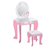 Wooden Kids Dressing Table Set 49cm Wide - Velmora