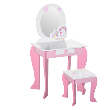 Wooden Kids Dressing Table Set 49cm Wide - Velmora
