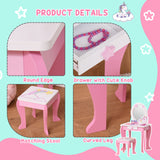 Wooden Kids Dressing Table Set 49cm Wide - Velmora