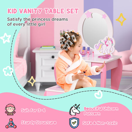 Wooden Kids Dressing Table Set 49cm Wide - Velmora