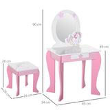Wooden Kids Dressing Table Set 49cm Wide - Velmora