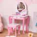 Wooden Kids Dressing Table Set 49cm Wide - Velmora