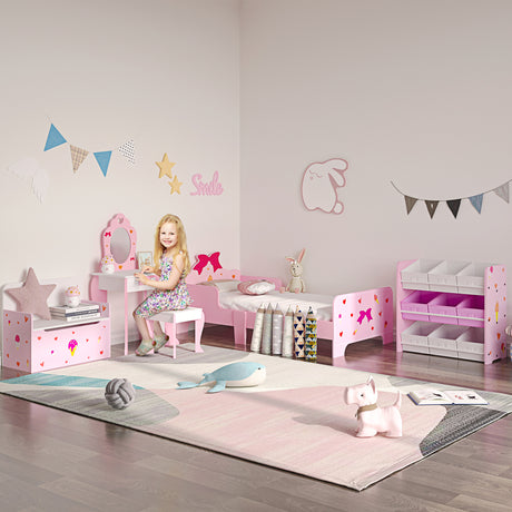 Wooden Kids Dressing Table Set 50cm Wide - Velmora