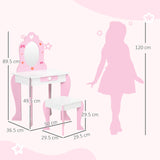 Wooden Kids Dressing Table Set 50cm Wide - Velmora