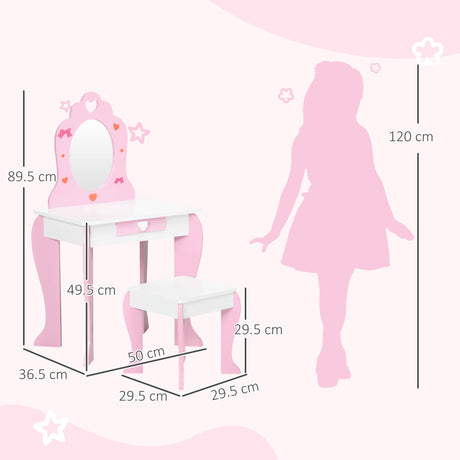 Wooden Kids Dressing Table Set 50cm Wide - Velmora