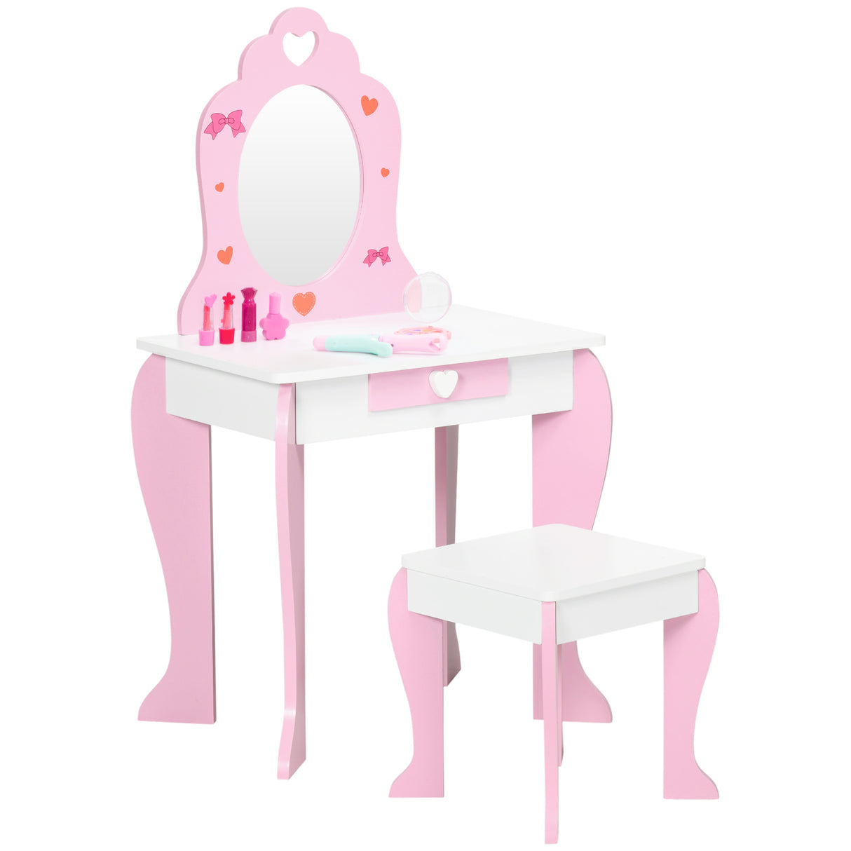 Wooden Kids Dressing Table Set 50cm Wide - Velmora