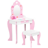 Wooden Kids Dressing Table Set 50cm Wide - Velmora