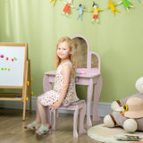 Wooden Kids Dressing Table Set 52cm Wide - Velmora