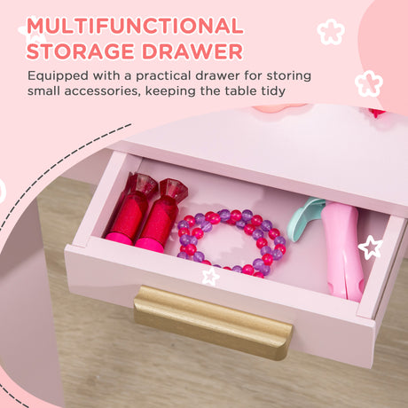Wooden Kids Dressing Table Set 52cm Wide - Velmora