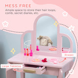 Wooden Kids Dressing Table Set 52cm Wide - Velmora